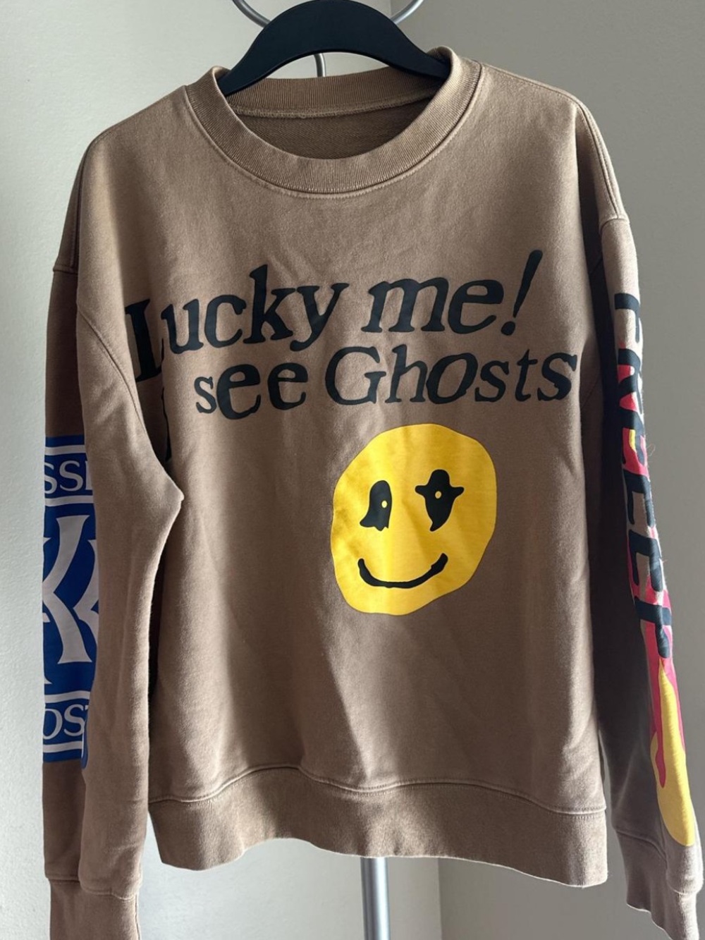 See Ghosts Brown Graphic Crewneck Sweatshirt